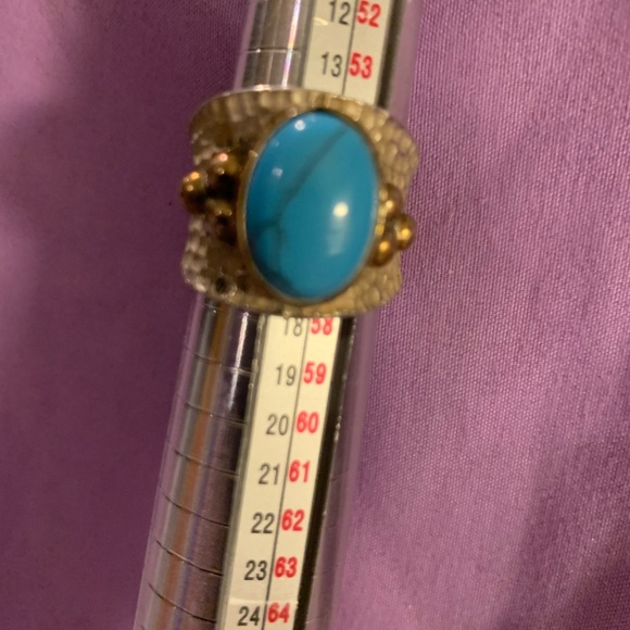 Sterling and turquoise ring size 7 1/2- - Picture 2 of 3